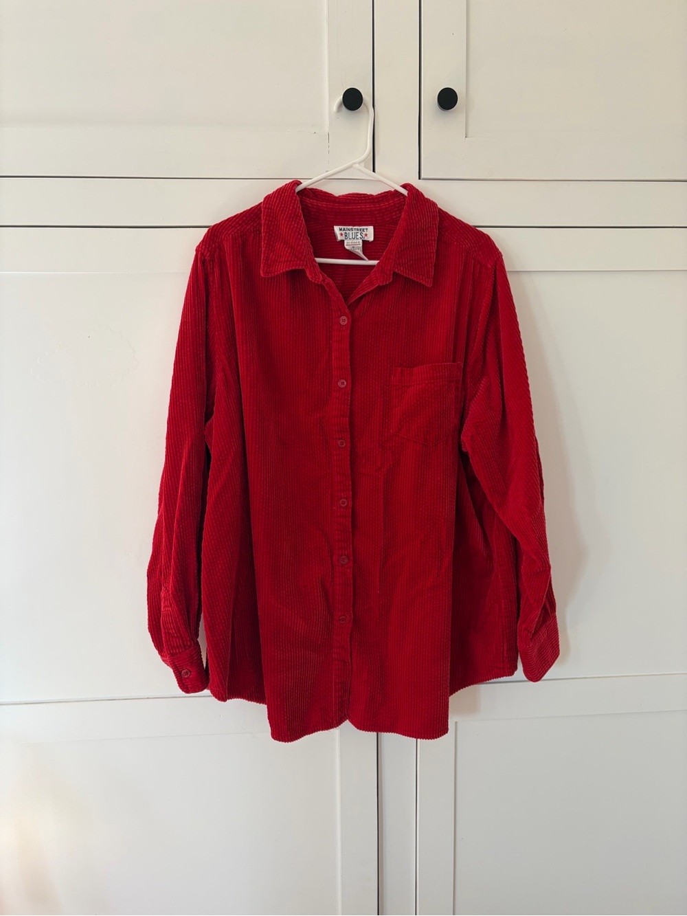 Vintage Mainstreet Blues Cotton Red Corduroy Button Shacket Size 1X